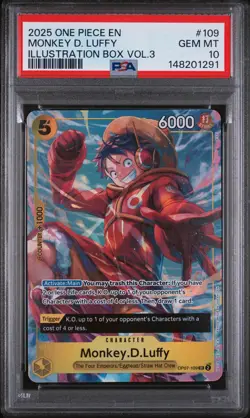 2025 ONE PIECE PROMOS ILLUSTRATION BOX VOL.3 #109 MONKEY D. LUFFY PSA 10 - Image 1