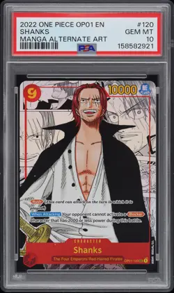 2022 ONE PIECE OP01-ROMANCE DAWN MANGA ALTERNATE ART #120 SHANKS PSA 10 - Image 1