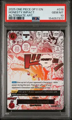 2025 ONE PIECE OP11-A FIST OF DIVINE SPEED ALTERNATE ART HONESTY IMPACT PSA 10 - Image 1