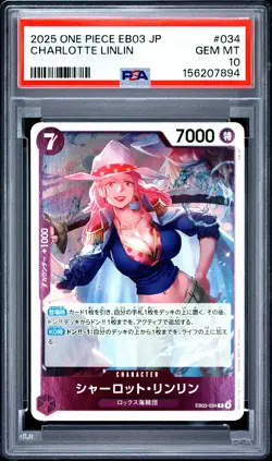 2025 ONE PIECE JPN EB03-ONE PIECE HEROINES EDITION #034 CHARLOTTE LINLIN PSA 10 - Image 1