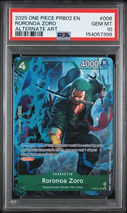 2025 ONE PIECE PRB02-PREMIUM BOOSTER ALTERNATE ART #006 RORONOA ZORO PSA 10 - Image 1