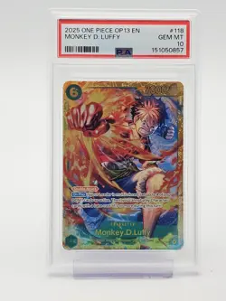 MONKEY D. LUFFY 2025 ONE PIECE SECRET RARE OP13-118 GEM MINT PSA 10 B Q1739 - Image 1