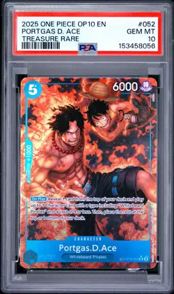 2025 ONE PIECE OP10-ROYAL BLOOD TREASURE RARE #052 PORTGAS D. ACE PSA 10 - Image 1