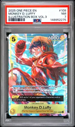 2025 ONE PIECE PROMOS ILLUSTRATION BOX VOL.3 #109 MONKEY D. LUFFY PSA 7 - Image 1