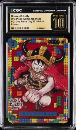 2025 ONE PIECE JAPANESE PC: OP DAY '25 #P-110 MONKEY D. LUFFY CGC 10 PRISTINE - Image 1