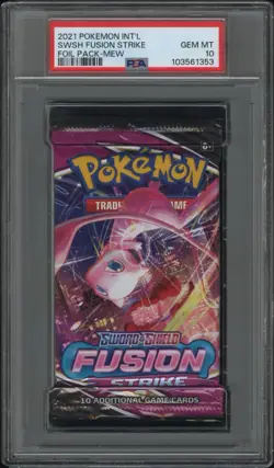 Pokemon Sword & Shield Fusion Strike Booster Pack Sealed Mew Art PSA 10 GEM MINT - Image 1