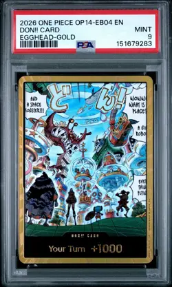 One Piece Don!! Card Egghead Gold OP14-EB04 PSA 9 Mint - Image 1