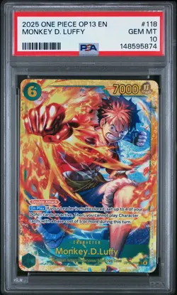 2025 ONE PIECE OP13-CARRYING ON HIS WILL #118 MONKEY D. LUFFY PSA 10 - Image 1