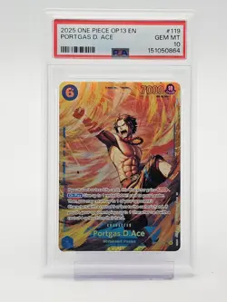 PORTGAS D. ACE 2025 ONE PIECE SECRET RARE OP13-119 GEM MINT PSA 10 A Q1739 - Image 1