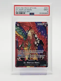 ST. MARCUS MARS 2025 ONE PIECE RARE ALT ART #OP13-091 MINT PSA 9 Q1739 - Image 1