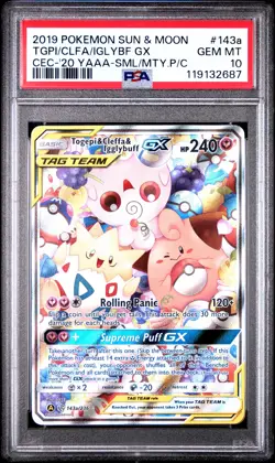 2019 POKEMON SUN & MOON COSMIC ECLIPSE TOGEPI & CLEFFA & IGGLYBUFF GX PSA 10 - Image 1