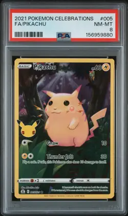2021 POKEMON CELEBRATIONS #005 FULL ART/PIKACHU PSA 8 - Image 1