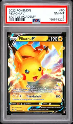 2022 POKEMON BATTLE ACADEMY #60 PIKACHU V PSA 8 - Image 1