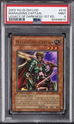 2003 YU-GI-OH! LOD-LEGACY OF DARKNESS 1ST EDITION #018 MARAUDING CAPTAIN PSA 9 - Image 1