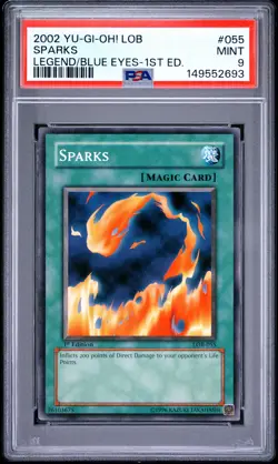 2002 YU-GI-OH! LOB-LEGEND OF BLUE EYES WHITE DRAGON 1ST EDITION SPARKS PSA 9 - Image 1