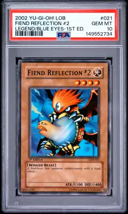 2002 YU-GI-OH! LOB-LEGEND OF BLUE EYES WHITE DRAGON FIEND REFLECTION #2 PSA 10 - Image 1
