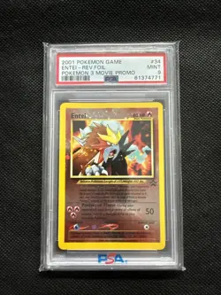 Pokemon Cards PSA 9 MINT Entei Rev Foil Black Star Movie Promo 3 2001 #34 - Image 1