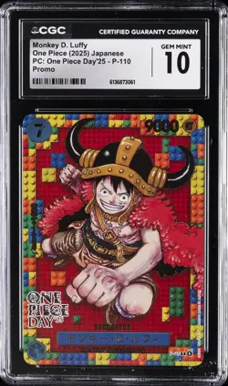 2025 ONE PIECE JAPANESE PC: OP DAY '25#P-110 MONKEY D. LUFFY CGC 10 GEM MINT - Image 1