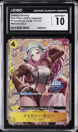 2025 ONE PIECE: JAPANESE MINI-TIN VOL. 2 #P-113 JEWELRY BONNEY CGC 10 GEM MINT - Image 1