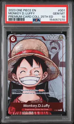 2023 ONE PIECE PREMIUM CARD COLLECTION 25TH EDITION #001 MONKEY D. LUFFY PSA 10 - Image 1