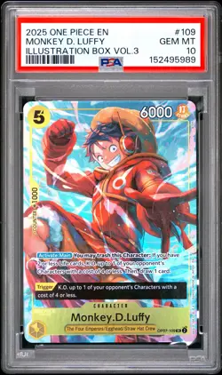 2025 ONE PIECE PROMOS ILLUSTRATION BOX VOL.3 #109 MONKEY D. LUFFY PSA 10 - Image 1