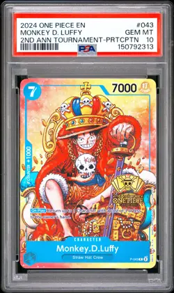 2024 ONE PIECE PROMOS TOURNAMENT-PARTICIPATION #043 MONKEY D. LUFFY PSA 10 - Image 1