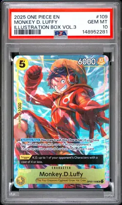 2025 ONE PIECE PROMOS ILLUSTRATION BOX VOL.3 #109 MONKEY D. LUFFY PSA 10 - Image 1