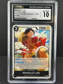 2025 One Piece Monkey.D.Luffy P-075 Premium Booster: The Best- Vol. 2 CGC 10 GEM - Image 1