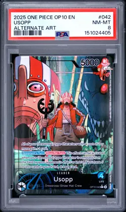 2025 ONE PIECE OP10-ROYAL BLOOD ALTERNATE ART #042 USOPP PSA 8 - Image 1