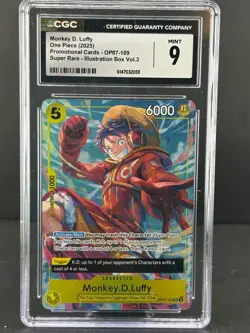 2025 One Piece Monkey.D.Luffy OP07-109 One Piece Promotion Card Super Rare CGC 9 - Image 1