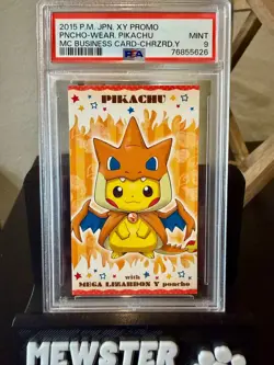 PSA 9 Mega Charizard Y Poncho-Wearing Pikachu MC Business Card Pokemon Japanese - Image 3