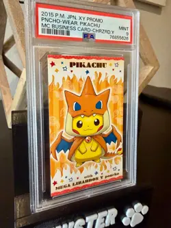 PSA 9 Mega Charizard Y Poncho-Wearing Pikachu MC Business Card Pokemon Japanese - Image 4