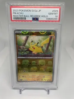 Pokemon TCG Pikachu 025/165 SV2a Card 151 Master Ball Reverse Holo PSA 10 - Image 1