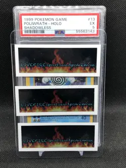 Shadowless Holo Foil Poliwrath # 13/102 Base Set Pokemon Trading Cards PSA 5 EX - Image 3