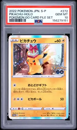 2022 POKEMON JAPANESE S PROMO POKEMON GO CARD FILE SET #272 PIKACHU-HOLO PSA 10 - Image 1