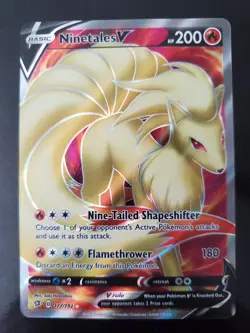 Ninetales V 177/192 Holo Full Art Pokemon TCG Sword Shield Rebel Clash Card NM - Image 1
