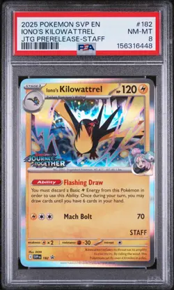 2025 POKEMON SVP JOURNEY TOGETHER PRERELEASE-STAFF #182 IONO'S KILOWATTREL PSA 8 - Image 1