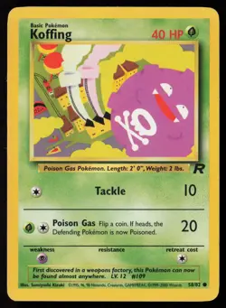 Koffing 58/82 Common Team Rocket Pokemon Unlimited Heavily Played - Image 1