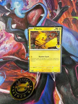 🌀Swirl💫🌀 Pikachu 051 /162 Stamped 2026 Pokemon Day 30 Promo TCG With Coin - Image 1