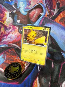 🌀Swirl💫🌀 Pikachu 051 /162 Stamped 2026 Pokemon Day 30 Promo TCG With Coin - Image 2