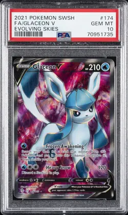 2021 POKEMON SWORD & SHIELD EVOLVING SKIES #174 FULL ART/GLACEON V PSA 10 - Image 1