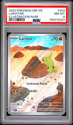 2023 POKEMON OBF EN-OBSIDIAN FLAMES ILLUSTRATION RARE #203 LARVITAR PSA 8 - Image 1