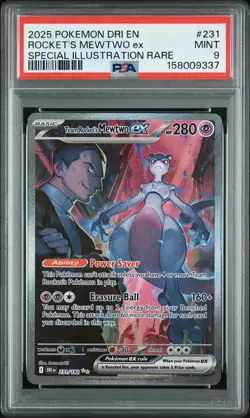2025 POKEMON DRI SPECIAL ILLUSTRATION RARE #231 TEAM ROCKET'S MEWTWO EX PSA 9 - Image 1