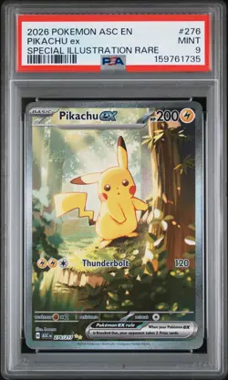 2026 POKEMON ASCENDED HEROES SPECIAL ILLUSTRATION RARE #276 PIKACHU EX PSA 9 - Image 1