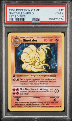 1999 POKEMON BASE SET 1ST EDITION #12 NINETALES-HOLO PSA 4 - Image 1