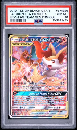 2019 POKEMON SM BLACK STAR PROMO #SM230 FULL ART/CHARIZARD & BRAIXEN GX PSA 10 - Image 1