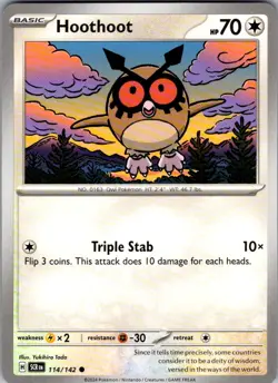 Hoothoot Stellar Crown 114/142 Common Pokemon Near Mint - Image 1