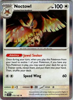 Noctowl Stellar Crown 115/142 Rare Holo Pokemon Near Mint - Image 1