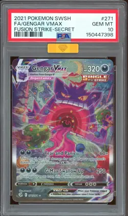 Pokemon TCG SWSH Fusion Strike #271 Gengar VMAX Alternate Art PSA 10 MBA GOLD - Image 1