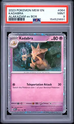 2023 POKEMON MEW EN-151 ALAKAZAM EX BOX #064 KADABRA PSA 9 - Image 1